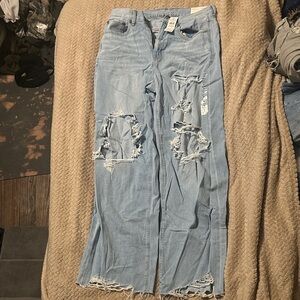 American Eagle Outfitters Light Blue Distressed Flare Jeans